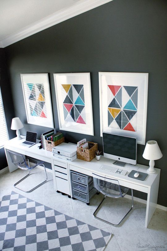 Home Office with Charcoal Walls