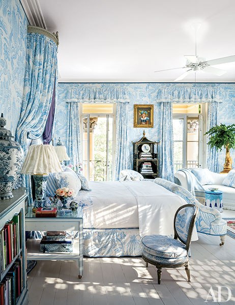 Blue and White Traditional Bedroom