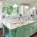 Mint Green, White and Light Gray Traditional Kitchen