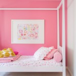 Girls Bedroom Pink Feature Wall, Bedding and Rug