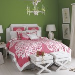 Pink, White and Green Traditional Bedroom