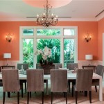 Orange, White and Gray Dining Room