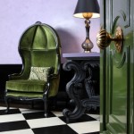 Dramatic Contemporary Foyer in Green and Purple