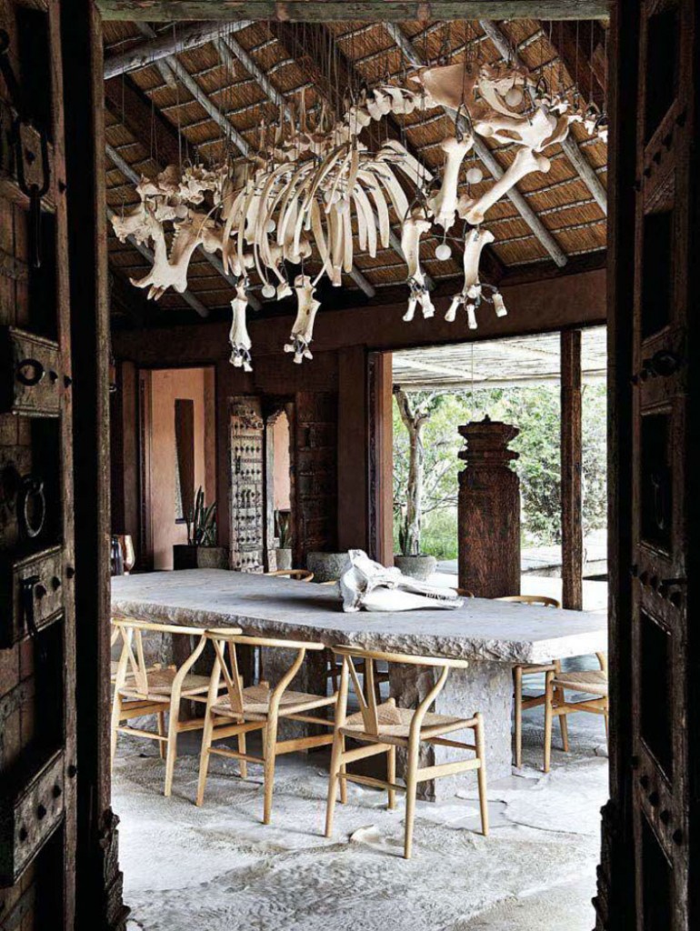 Hippopotamus Skeleton Chandelier in the Dining Room