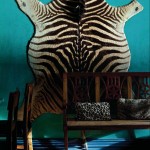 Zebra Rug on Turquoise Wall