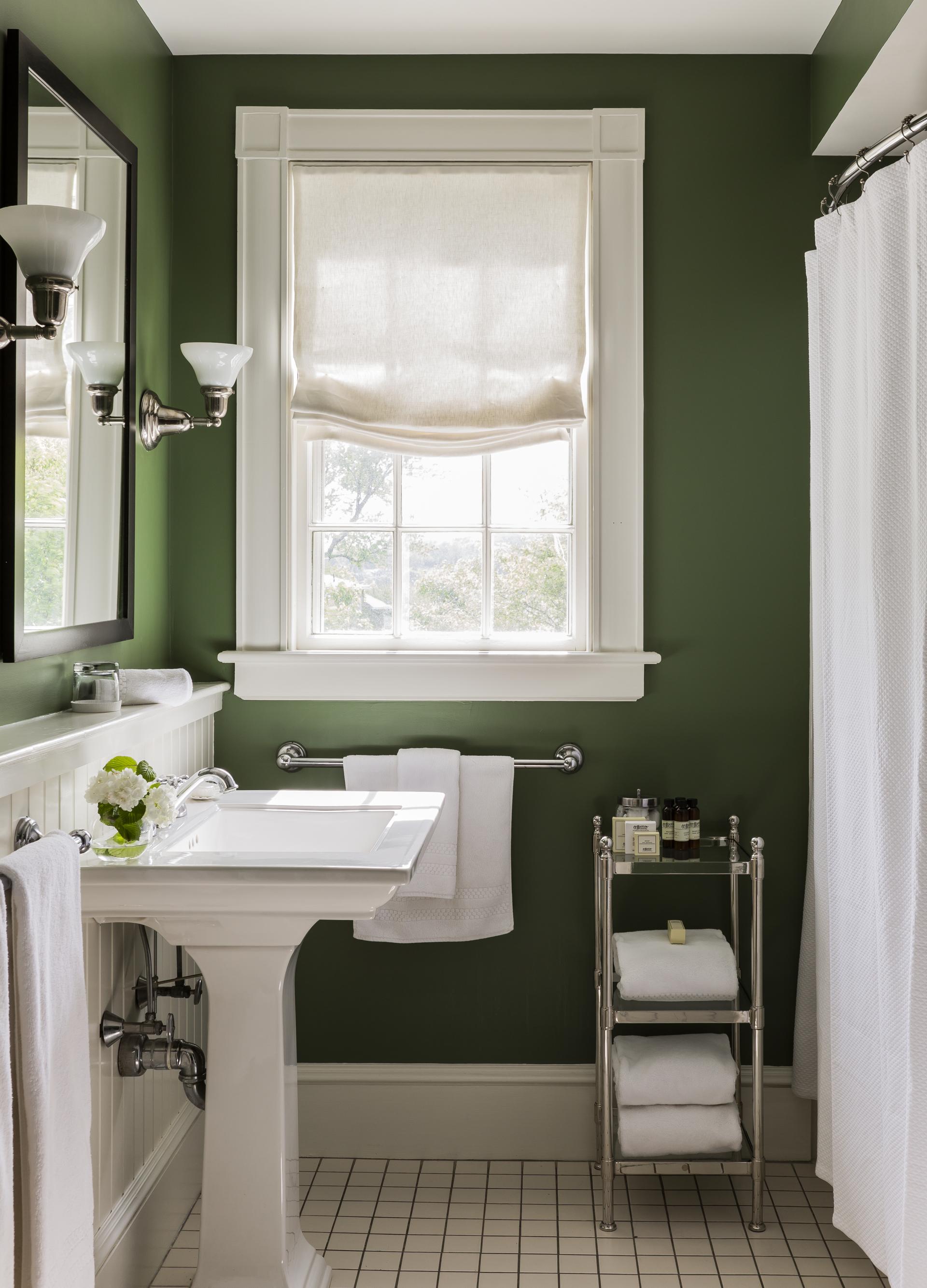 Simply Refined Bathroom in Calke Green Interiors By Color Simply Refined Bathroom in Calke Green Interiors By Color