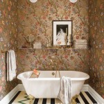 Gold chioiserie wallpaper in the bathroom