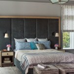 Master Bedroom Painted in Benjamin Moore Pebble Beach and Marina Gray