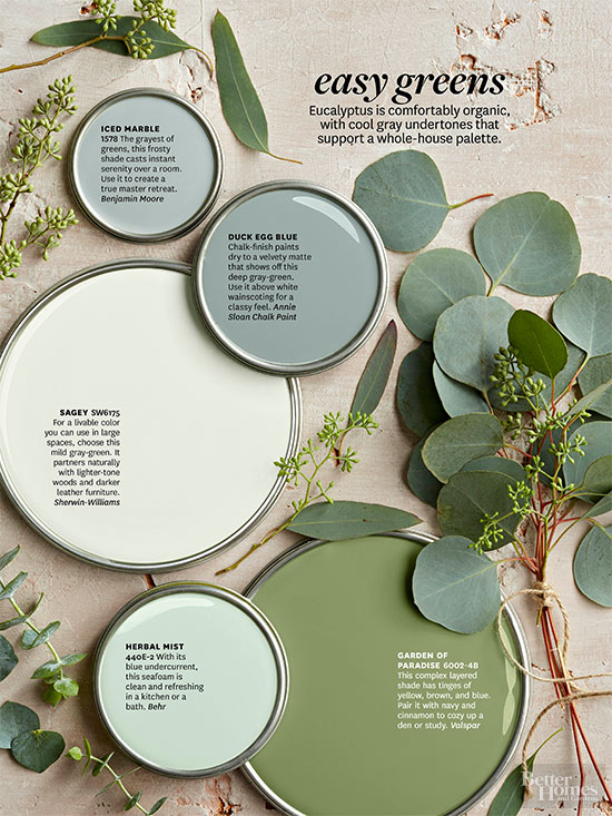 Green Paint Color Palette - Easy Greens - Interiors By Color