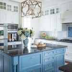 Kitchen Island Painted in Benjamin Moore Poolside 775