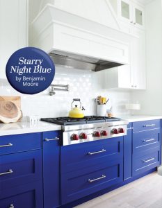 Benjamin Moore Starry Night Blue kitchen
