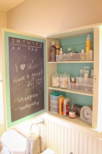bathroom cabinet chalkboard
