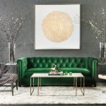 Contemporary Living Room in Green and Gold