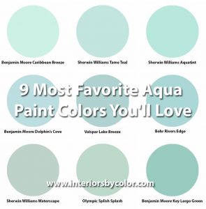 9 Most Favorite Aqua Paint Colors You'll Love http://www.interiorsbycolor.com/