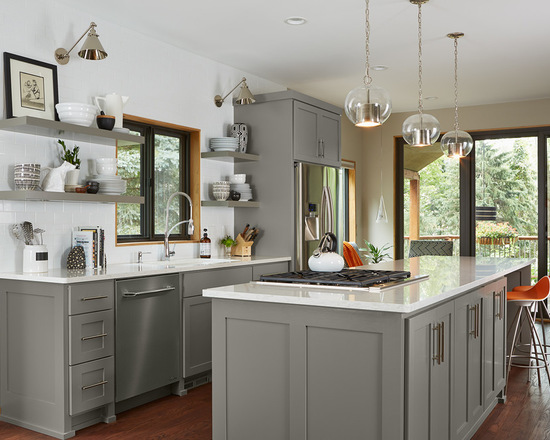 12 Beautiful Gray Kitchen Cabinets - Interiors By Color