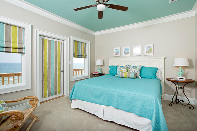 Turquoise gray and lime bedroom via Greg Riegler Photography