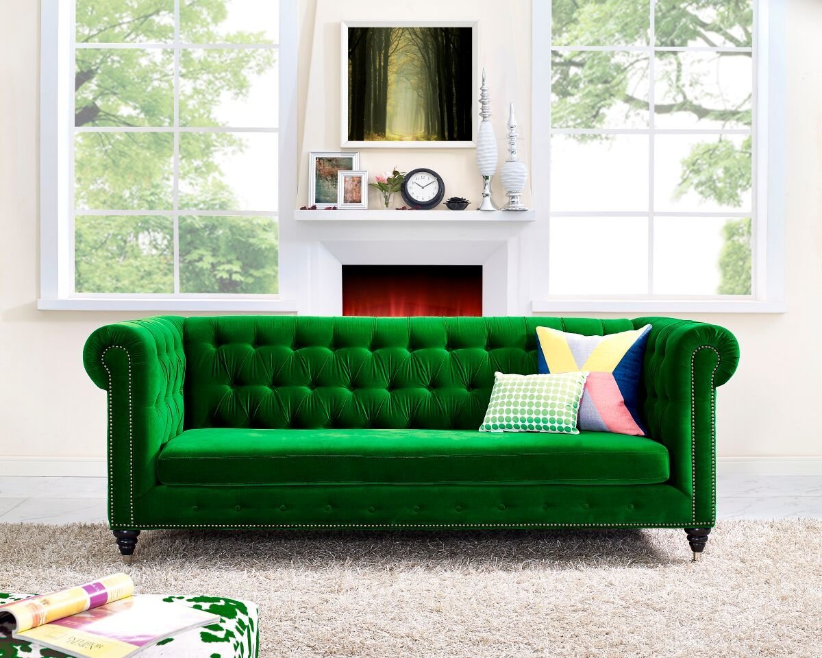 Living Room Decor With Green Sofa