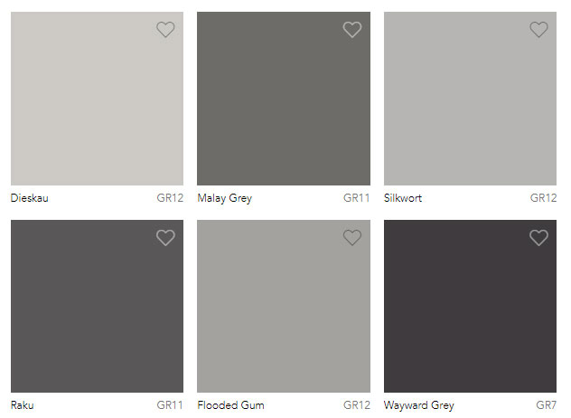 Grey Paint Colour Chart