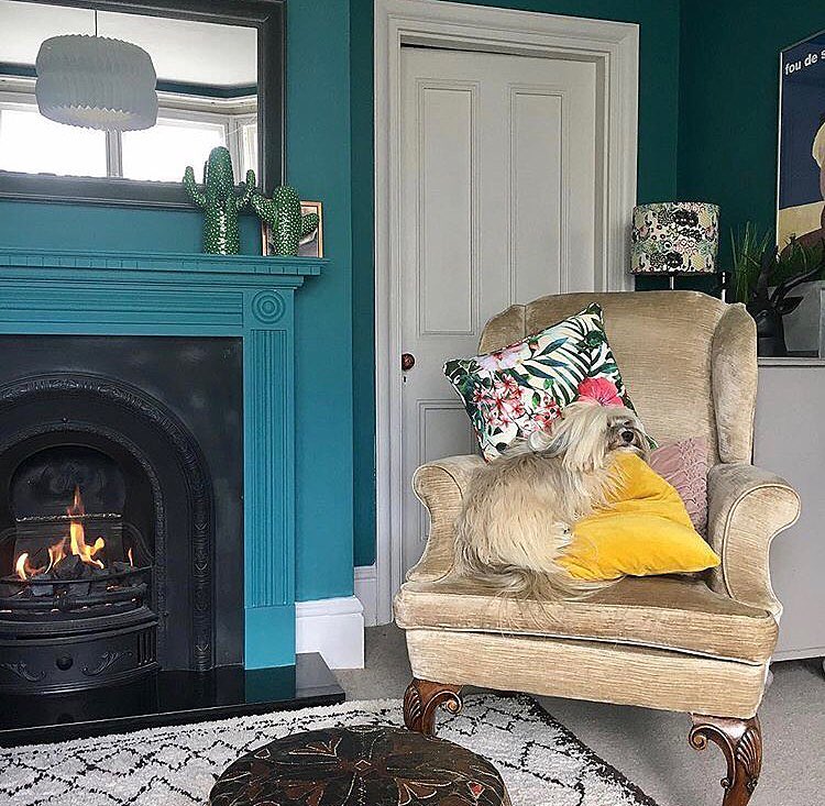 Farrow & Ball Vardo fireplace