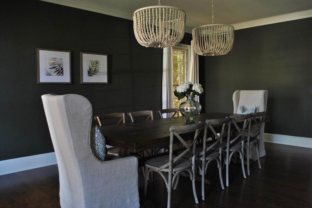 Benjamin Moore Vintage Vogue Dark Green Color Scheme Dining Room