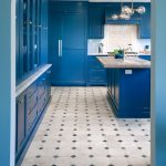 Blue Kitchen Painted in Farrow & Ball Stiffkey Blue. Blue paint color scheme for the kitchen.