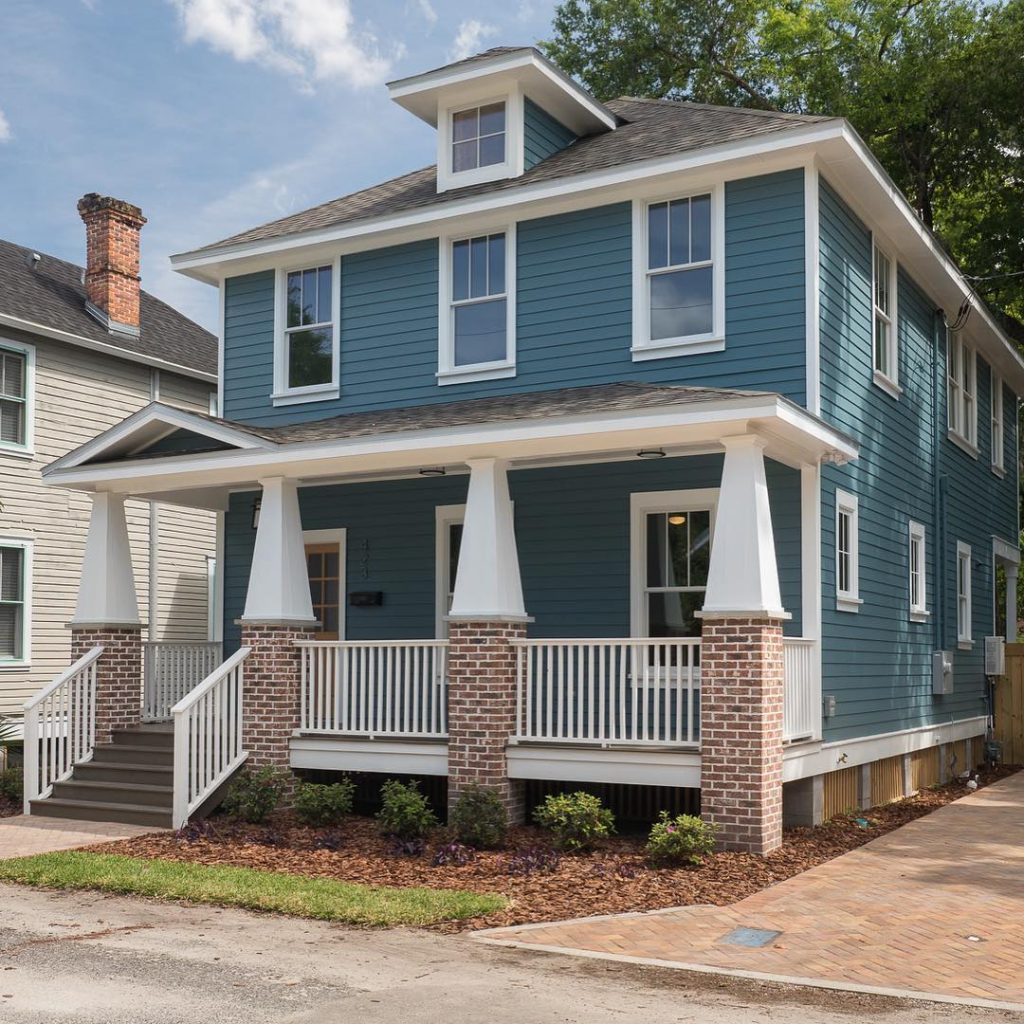 Benjamin Moore Bella Blue Painted House Exterior