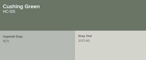 Benjamin Moore Cushing Green Goes with Imperial Gray and Gray Owl