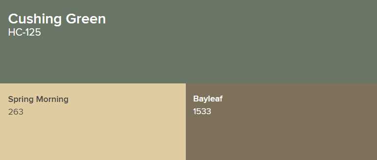 Benjamin Moore Cushing Green Goes with Spring Morning and Bayleaf