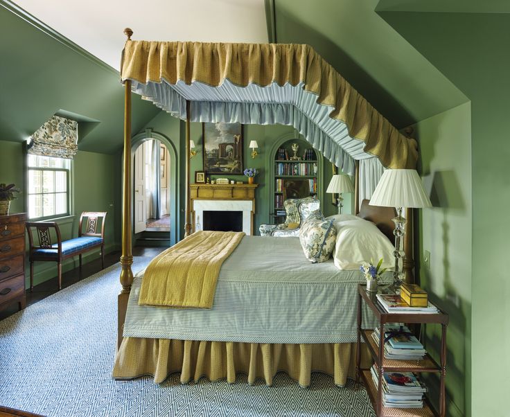 Benjamin Moore Cushing Green Paint Color Schemes Bedroom. Green bedroom color scheme palette.