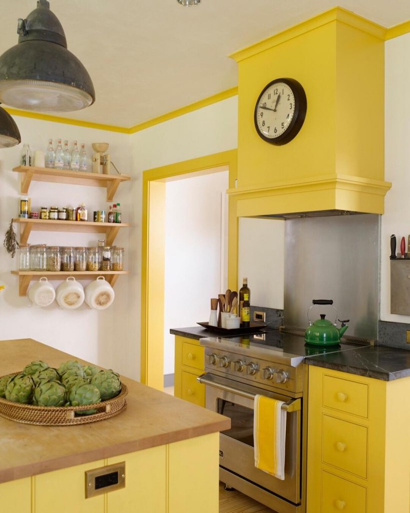 Farrow & Ball Babouche Yellow Painted Kitchen Cabinets
