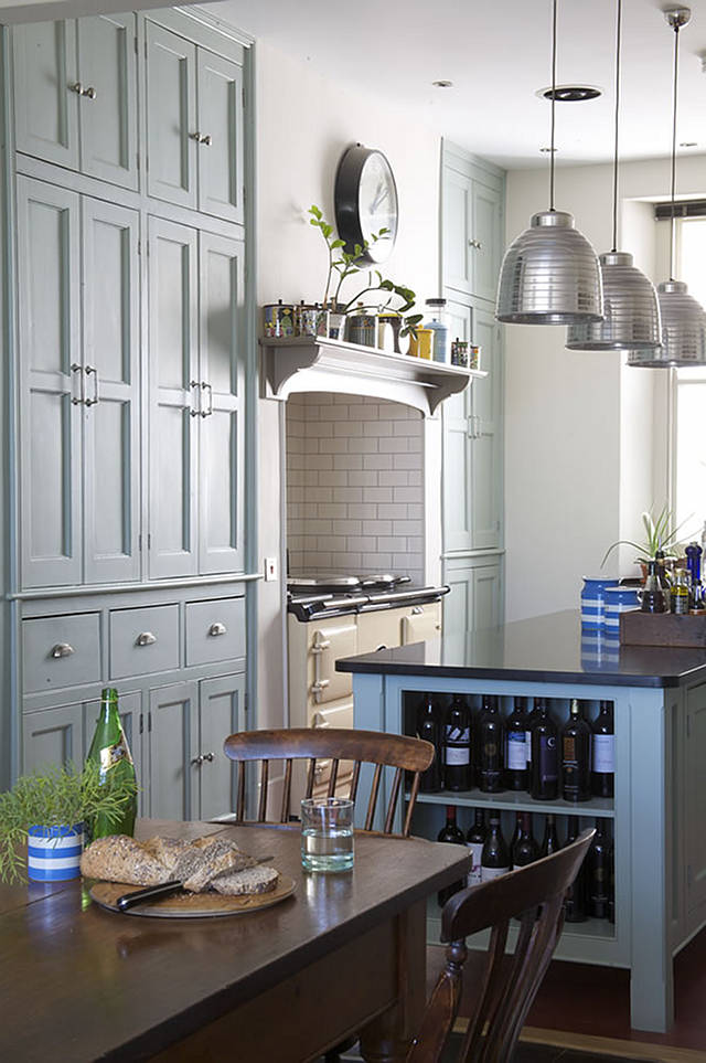 Farrow & Ball Blue Green Paint Color Country Kitchen