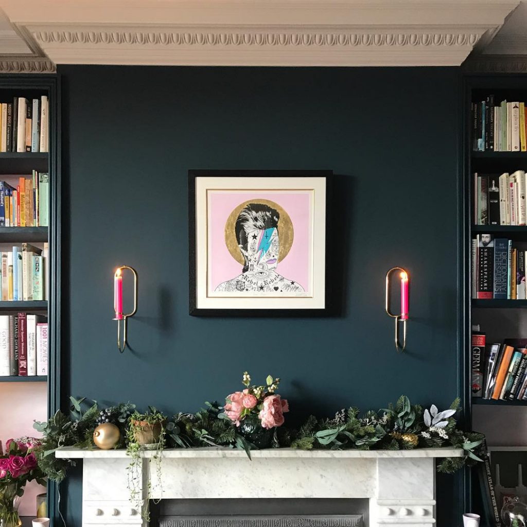 Farrow & Ball Hague Blue and Pink Paint Color Scheme Living Room