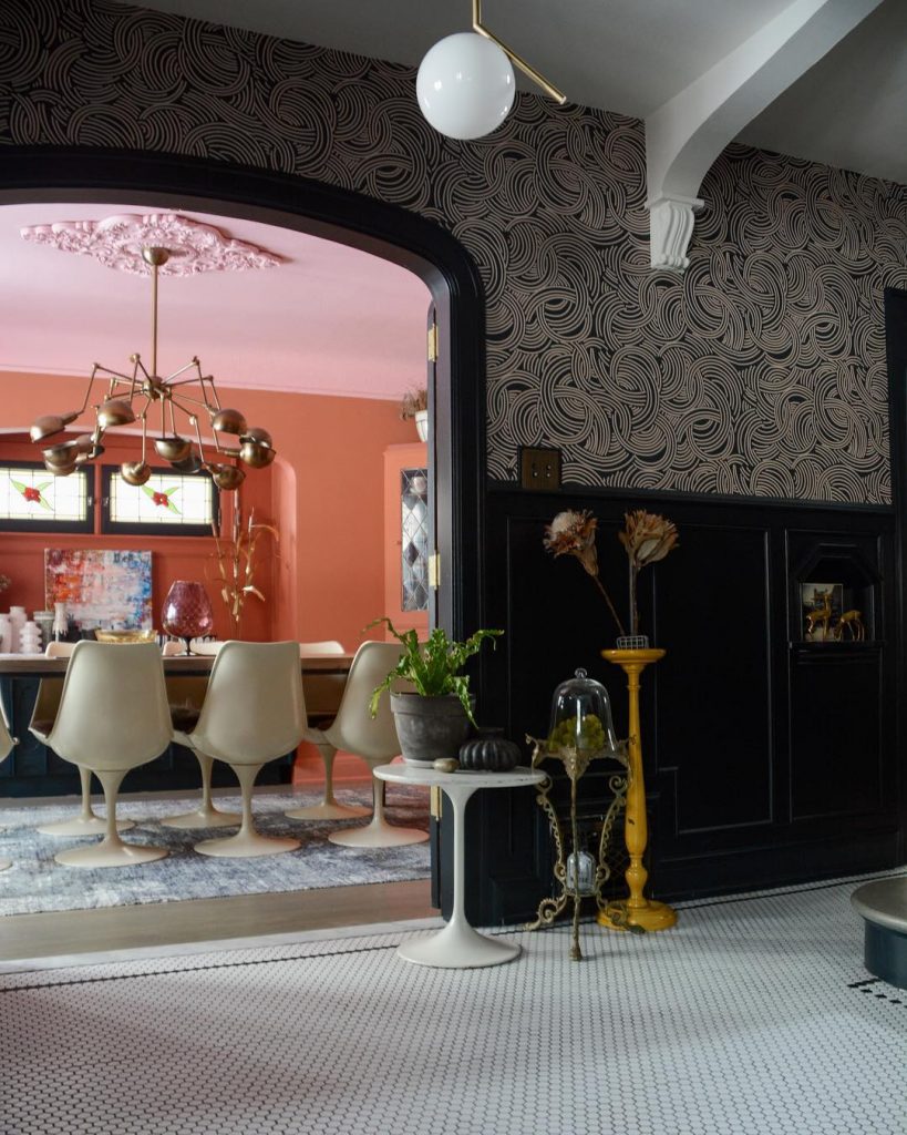 Farrow & Ball Nancy's Blushes Painted Ceiling Pink Color Scheme