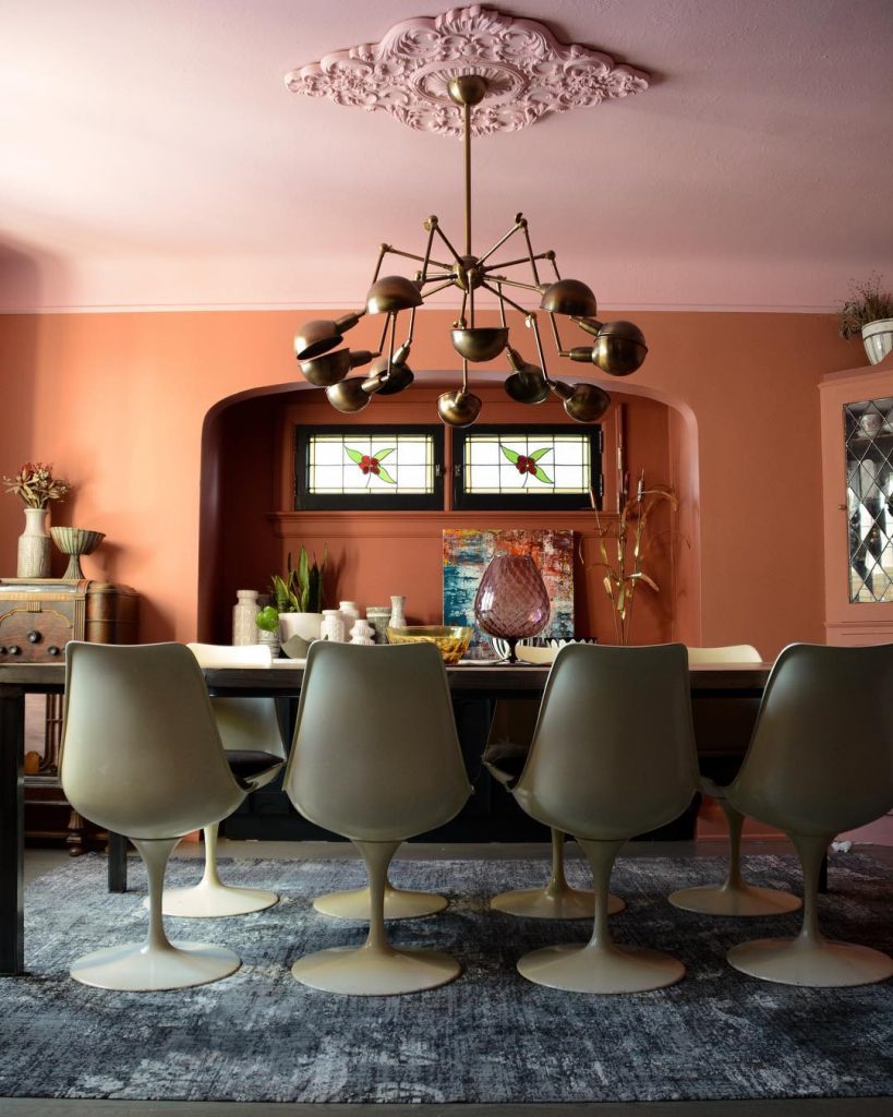 Farrow & Ball Nancy's Blushes Painted Ceiling Pink Color Scheme