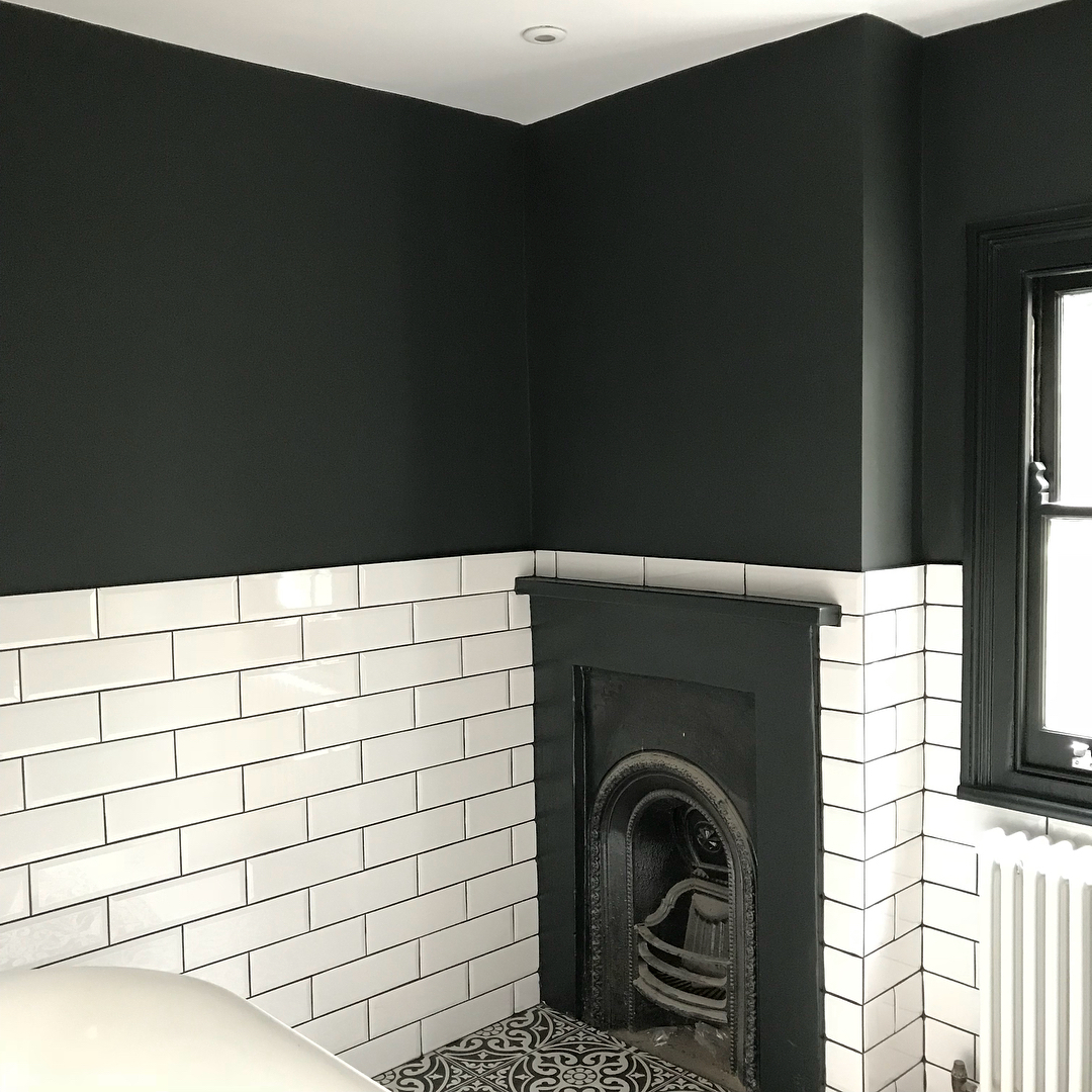 Little Greene Black Lamp Bathroom Walls Black Color Scheme