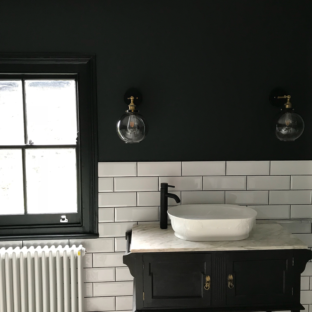 Little Greene Black Lamp Bathroom Walls Black Color Scheme