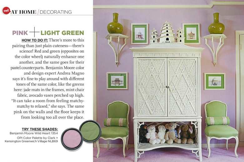 Pink and Light Green Paint Color Palette