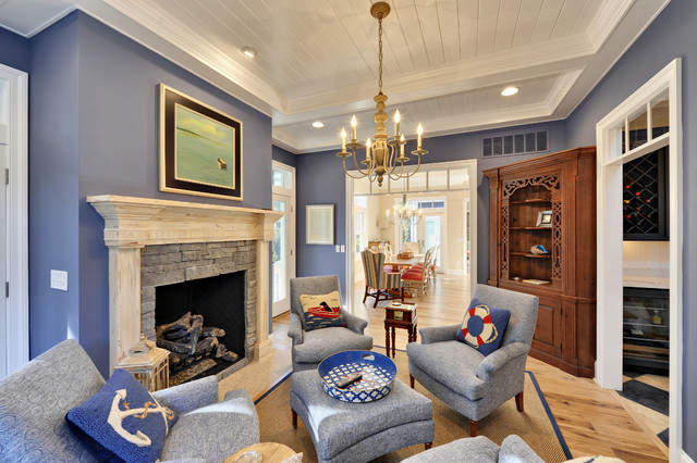 Sherwin Williams Bracing Blue Painted living room walls. Blue paint color scheme living room.