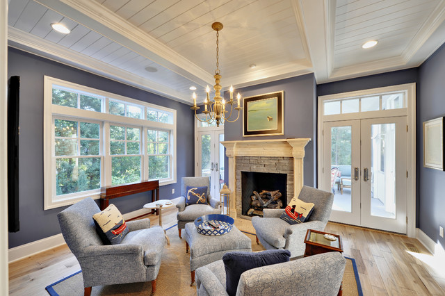 Sherwin Williams Bracing Blue Painted living room walls. Blue paint color scheme living room.