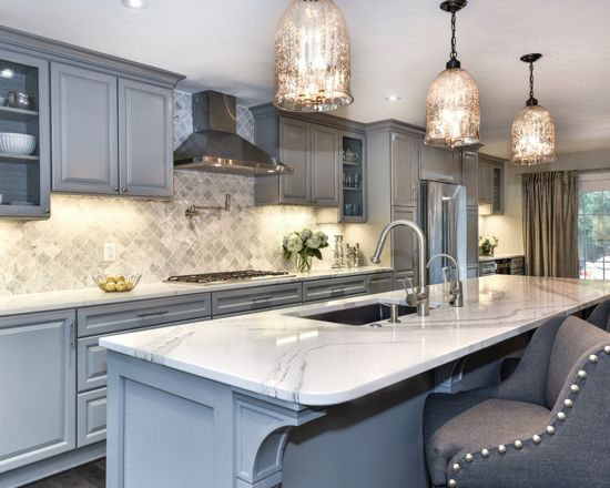 Traditional Kitchen in Pebble Gray Color Scheme