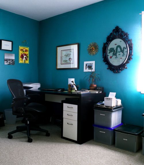 Benjamin Moore Caribbean Blue Water Office Teal Color Scheme