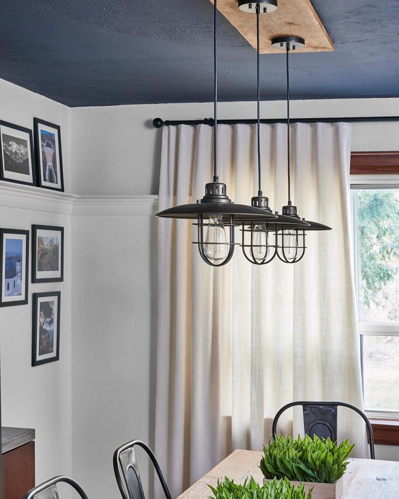 Accent Wall and Ceiling Painted in Benjamin Moore Hale Navy Interiors