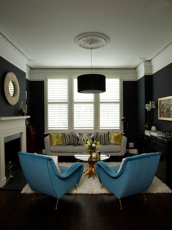 Farrow & Ball Hague Blue Paint Color Schemes Living Room 1