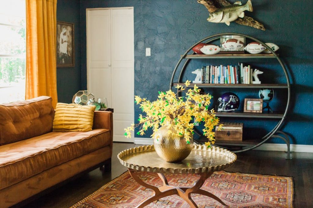 Sherwin Williams Indigo Painted Living Room Color Scheme