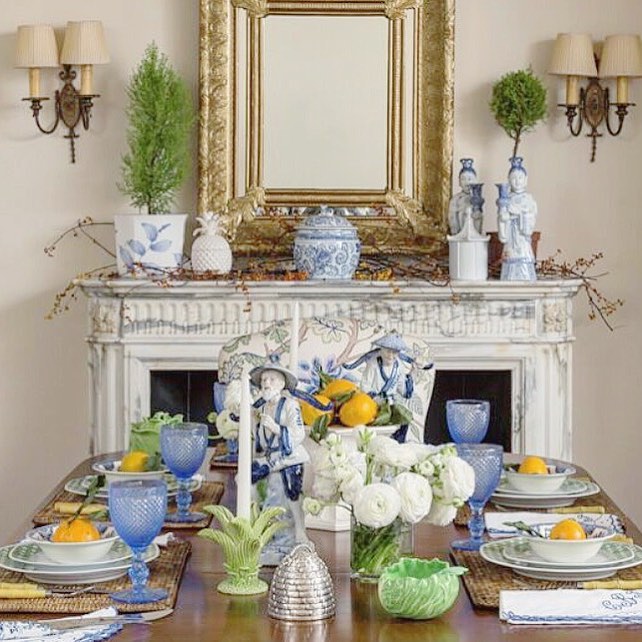 Interior Designer Kate Ives Marshall. Dining room with fireplace.