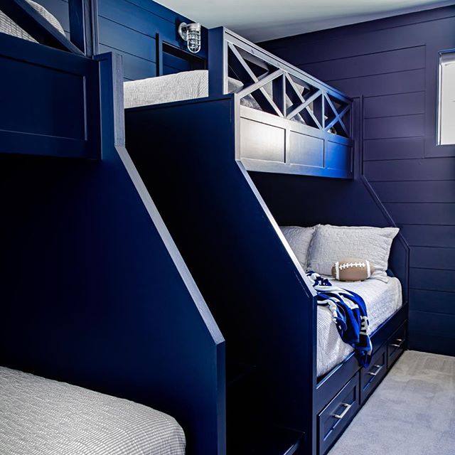 4 bunk beds design in blue for boys