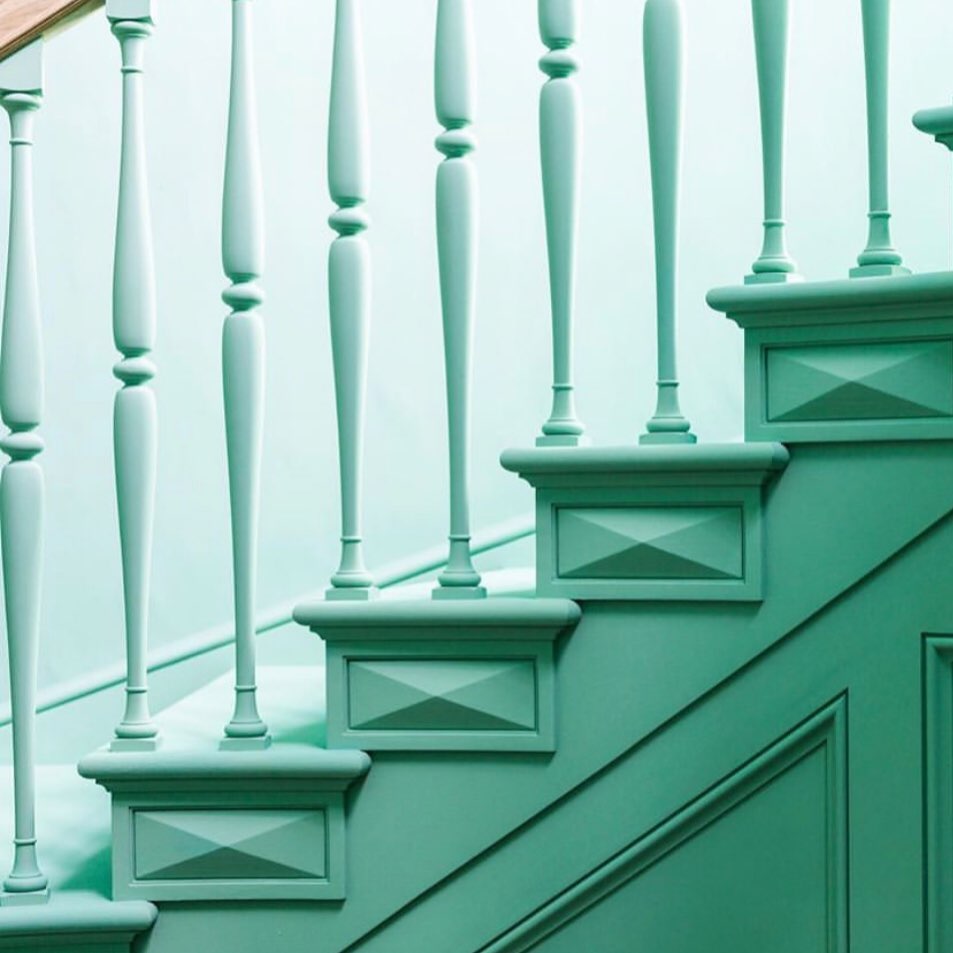 Classical staircase design in green