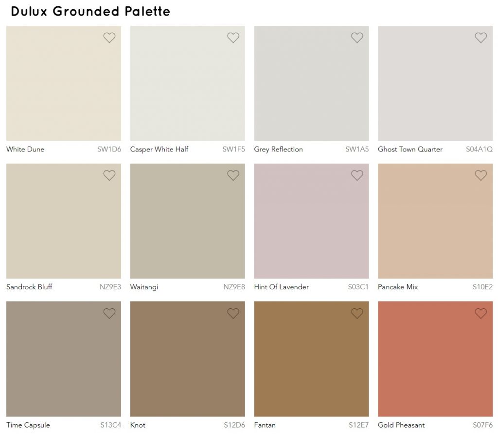 Dulux neutral paint color palette for 2020 Grounded