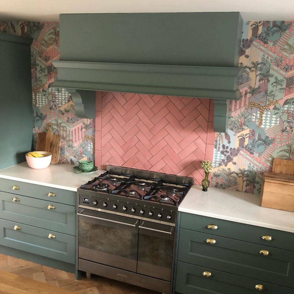 Farrow and Ball Smoke Green kitchen cabinets 2020