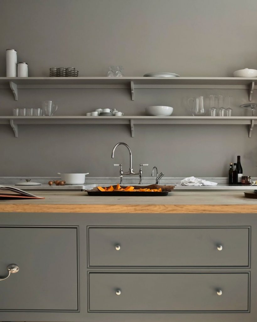 Kitchen cabinets and walls in neutral grey